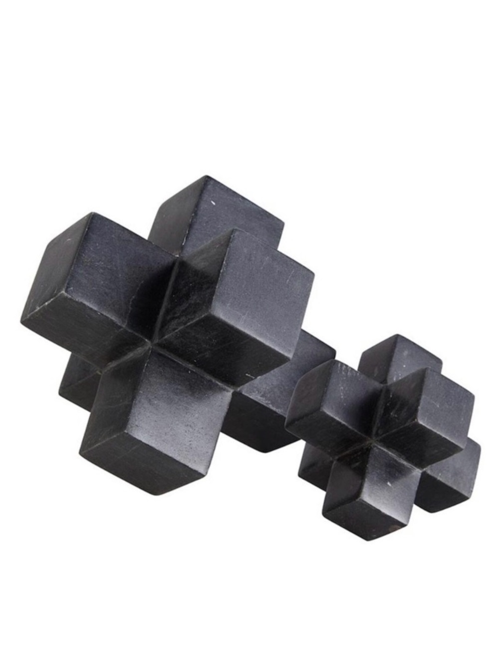NEW Modern Geometric Cross Sculptures - Black Decorative Set